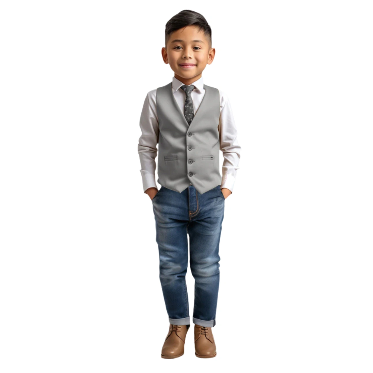 Zegarie Junge Weste Hellgrau: Eleganz trifft Coolness für kleine Gentlemen. Ein stilvolles Outfit!